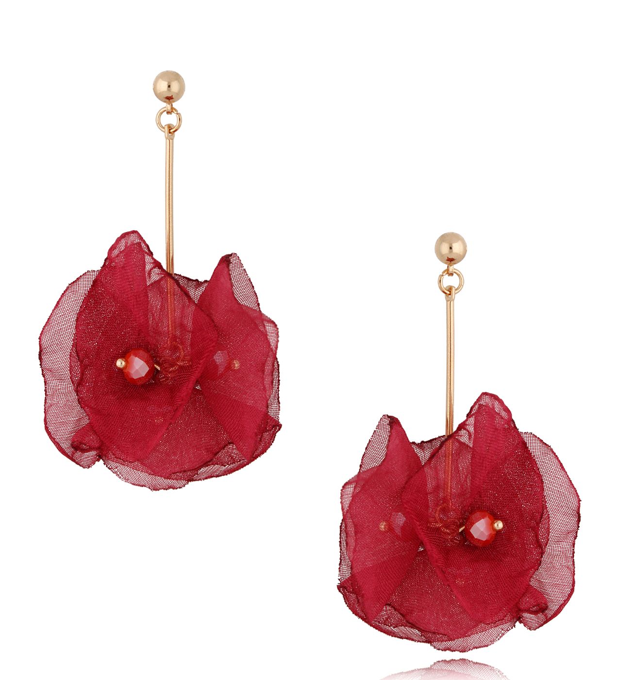 Kolczyki z szyfonu bordowe Cherries - By Dziubeka