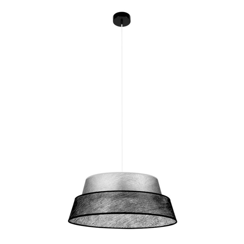 Lampa Wisząca SPOT Light 1xE27 Max.60W Subtelne Połączenie Czerni z Srebrno Czarnym Abażurem, Polski Producent, 1 szt.