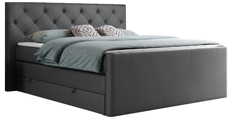 Łóżko kontynentalne MKS Meble KING VELEN 180x200 H4 ciemnoszary ekoskóra 1szt.