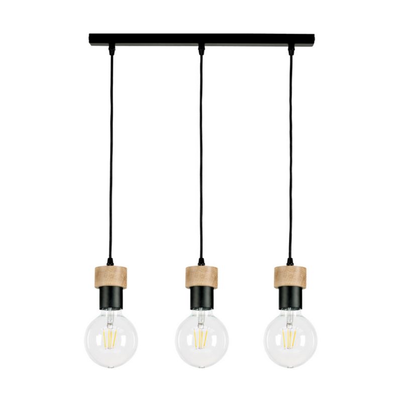 Drewniana Lampa Wisząca SPOT Light 3xE27 Max.60W Dąb Olejowany FSC z Akcentem Czerni, Polski Producent, 1 szt.
