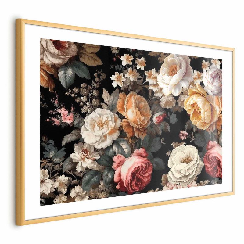 Plakat Artgeist Kolorowe kwiaty 90x60 cm z ramą złotą 1 szt