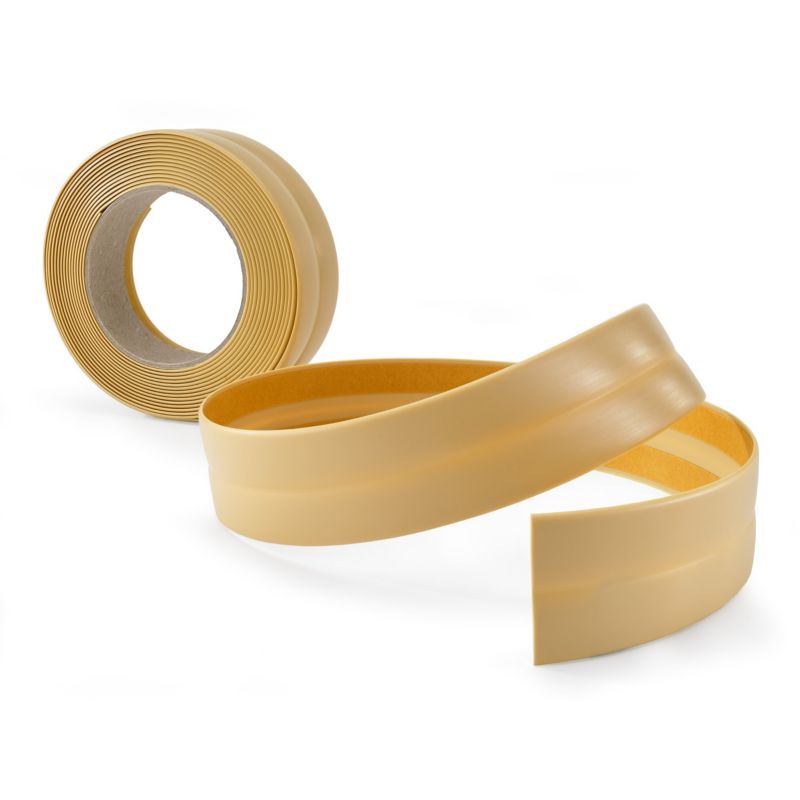 Listwa wykończeniowa PCV 25x15mm, QUEST, samoprzylepna, elastyczna, miękka taśma dekoracyjna, krem, 25m