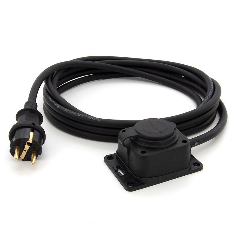 Przedłużacz ogrodowy gumowy ELS Elektrotechnika 2OW16301 1-gniazdowy 16A 230V IP44 H05RR-F 3x2,5mm2, czarny 30 m.