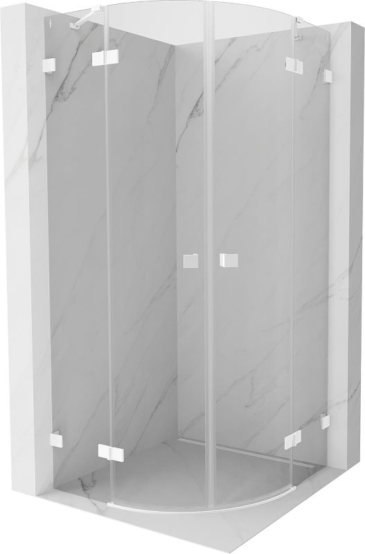 Kabina prysznicowa Mexen Lunar półokrągła uchylna 80 x 80 cm transparent biała 1 szt.