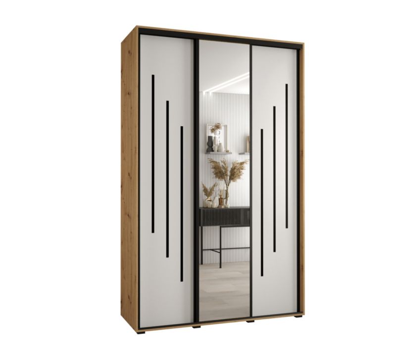 Szafa przesuwna Abiks DAVOS 9 wysoka szer.160cm gł.60cm artisan/biały/czarny 1szt.