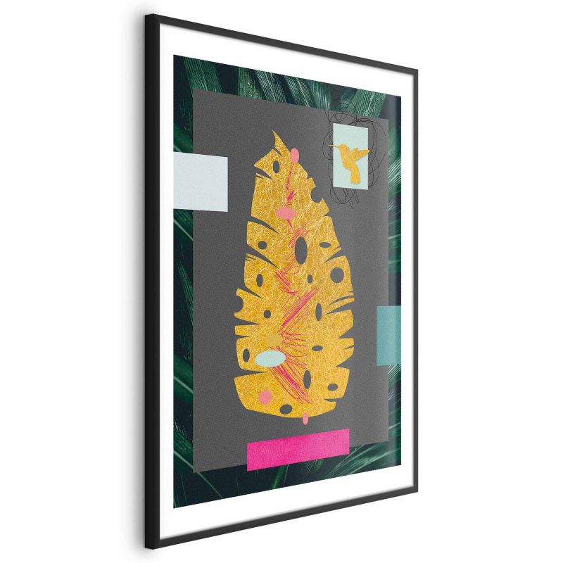 Plakat Artgeist Złoty liść 60x90 cm z ramą czarną 1 szt