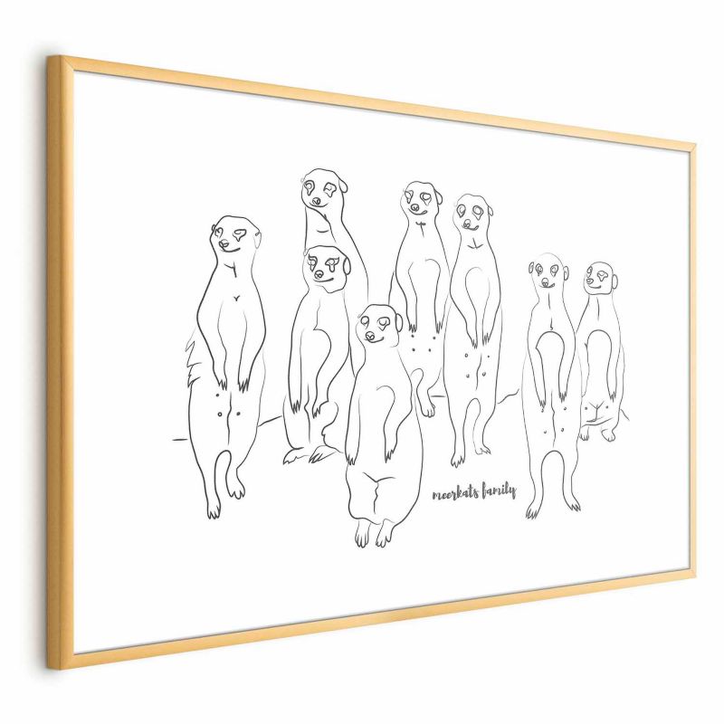 Plakat Artgeist Rodzina surykatek 90x60 cm z ramą złotą 1 szt