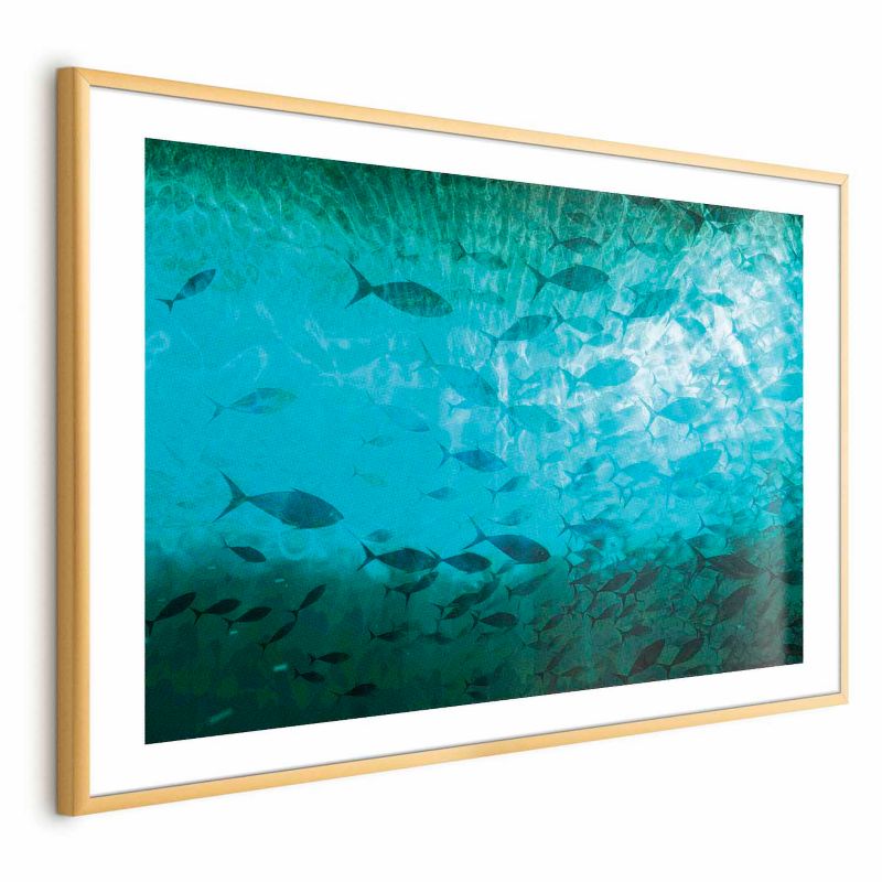 Plakat Artgeist Gromada ryb 30x21 cm z ramą złotą 1 szt