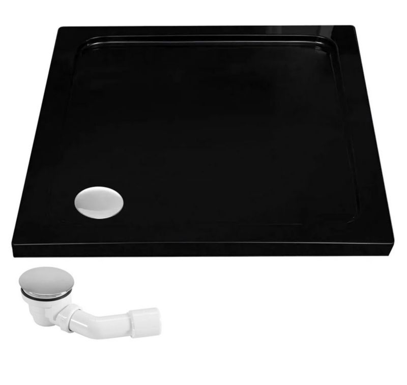 Brodzik Prysznicowy Akrylowy Rea Savoy 80X80X6Cm Czarny + Syfon 1 Szt