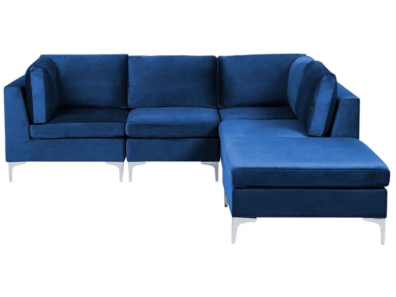 Sofa z ottomaną Evja Granatowy Welur Lewostronny kpl