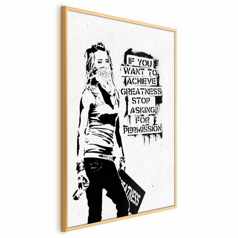 Plakat Artgeist Dziewczyna z graffiti 60x90 cm z ramą złotą 1 szt