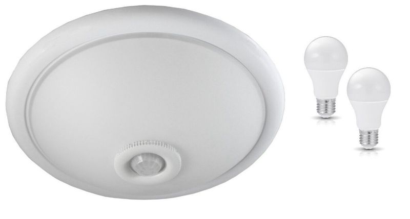 Komplet Plafon biały EDO APLIS White SENSOR 2xE27, 32cm, IP20 + 2x Żarówka MARI LED 11W NW E27 4000K barwa neutralna 1050lm kpl