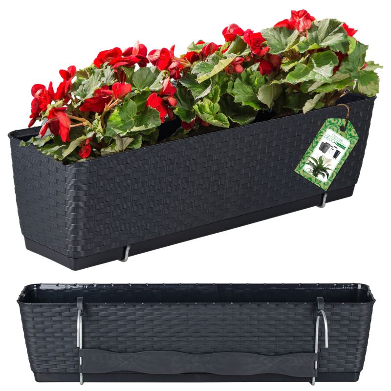 Doniczka Deco4Home Rattan skrzynka balkonowa antracyt 49cm 1 szt.