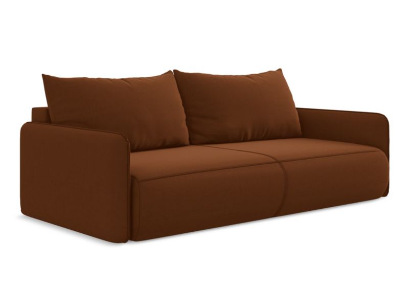 Kanapa 3-osobowa z funkcją spania Makamii Nanea z tkaniny welwetowej 216x105 cm terakota 1 szt.