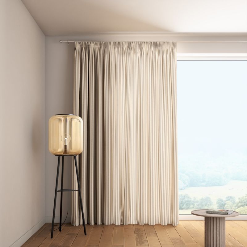 Zasłona na taśmie marszczącej 1 szt. 130 x 245 cm Dekoria szaro-białe pasy (1,5cm) 1 szt.