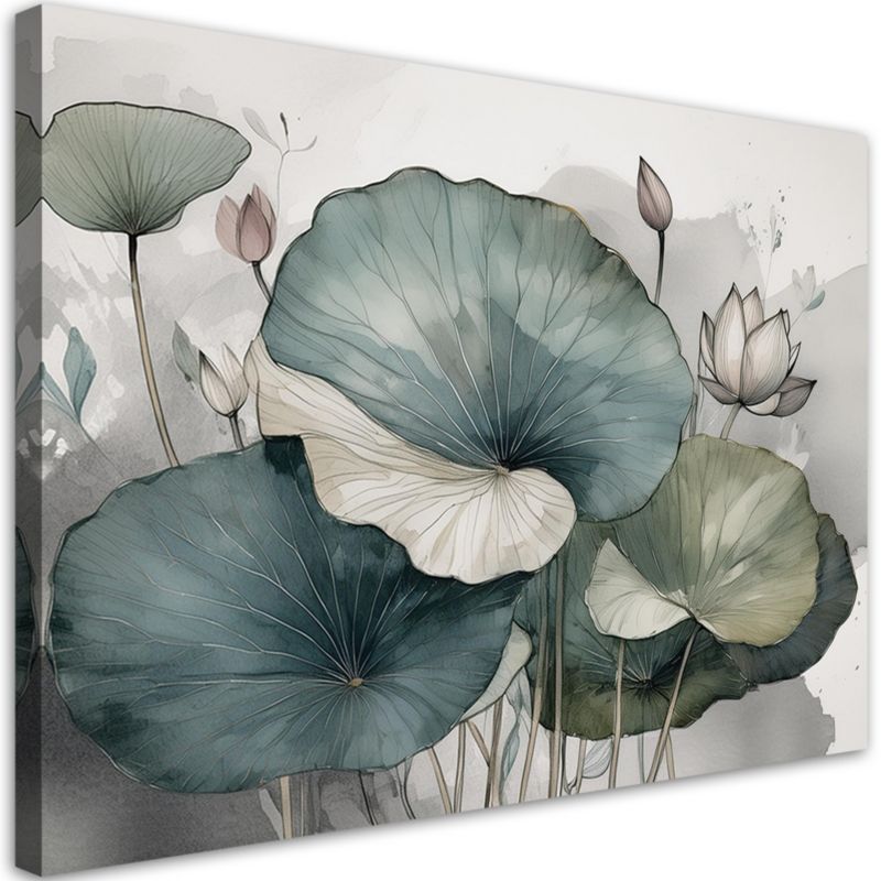 Obraz do salonu Feeby Lilie wodne Kwiaty Zielony 120x80 cm 1szt