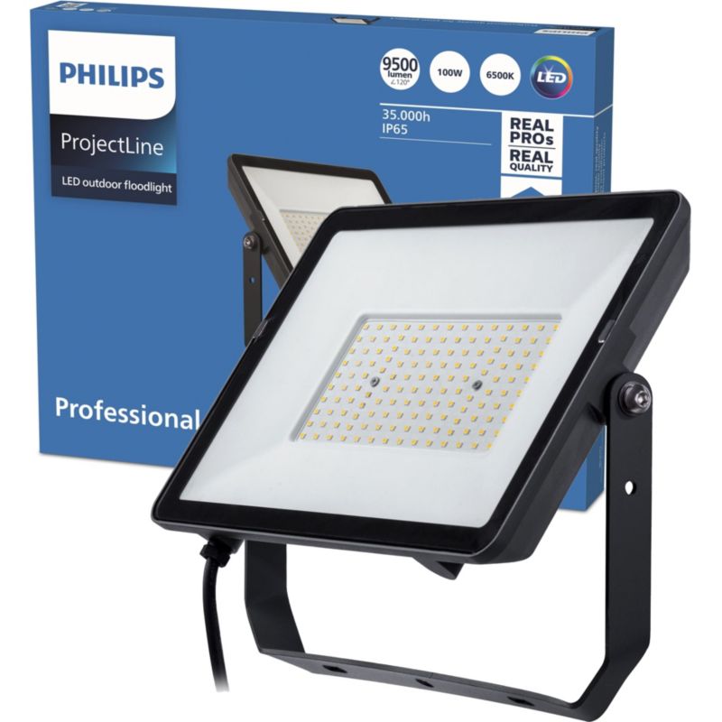 Naświetlacz LED Philips Lampa Reflektor 100W 9500lm 6500K IP65 Czarny 1 szt.