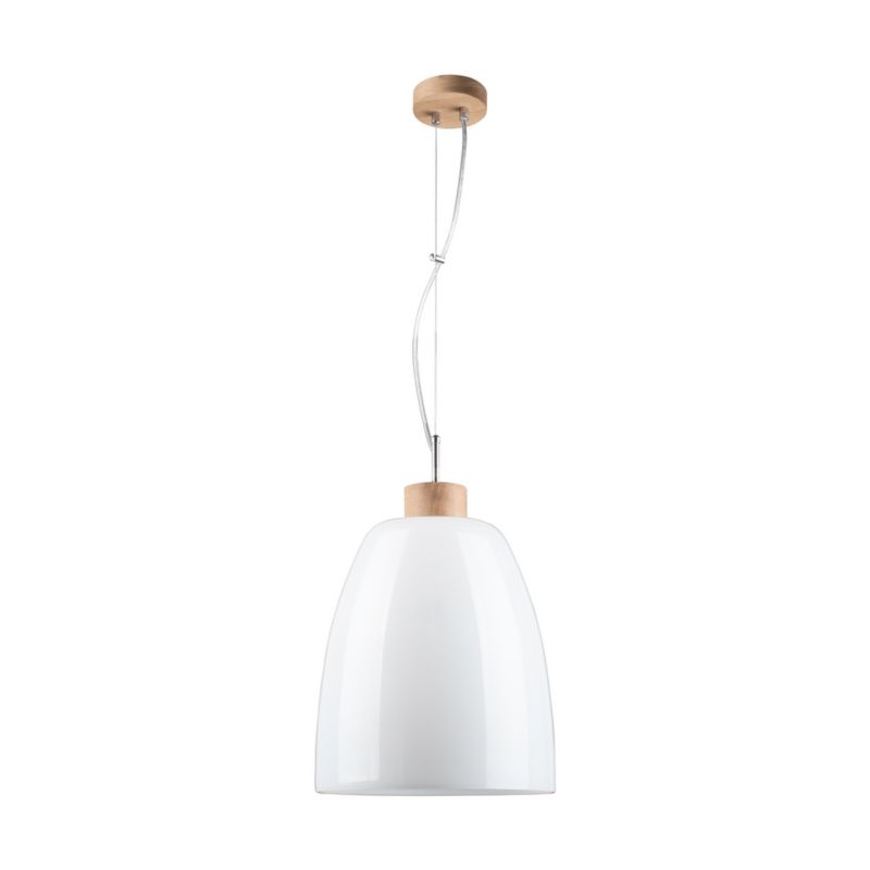Drewniana Lampa Wisząca SPOT Light 1xE27 Max.60W Dąb Olejowany FSC z Białym Kloszem, Polski Producent, 1szt.