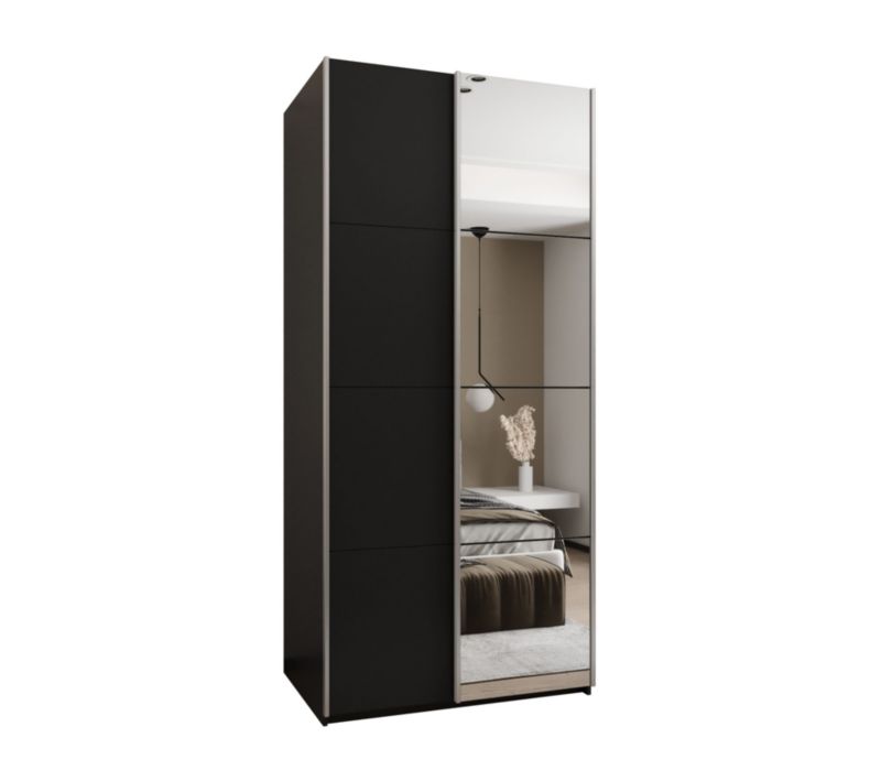 Szafa przesuwna Abiks LUX 3 wysoka szer.110cm czarny/czarny/srebrny 1szt.