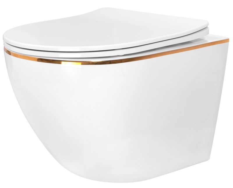 Misa Wc Podwieszana Ceramimczna Rea Carlo Mini Rimles Dur/Flat/Zm Biały Złoty 49X37X33Cm 1 Szt