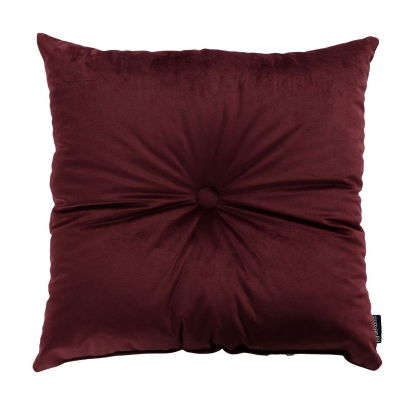 Poduszka kwadratowa Velvet z guzikiem Dekoria 37 x 37cm bordowy 1 szt.