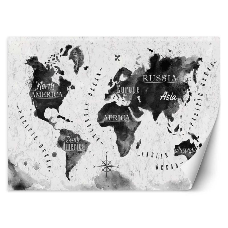Fototapeta Feeby Monochromatyczna mapa świata watercolor 350x245 1 szt