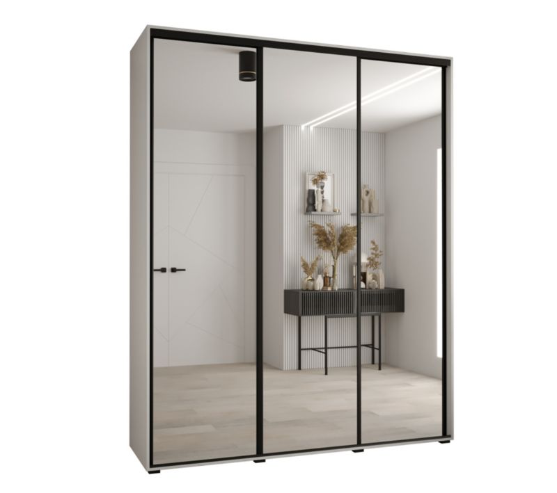 Szafa przesuwna Abiks DAVOS 2 wysoka szer.190cm gł.45cm biały/biały/czarny 1szt.