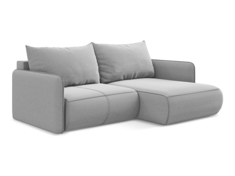 Narożnik prawostronny z funkcją spania Makamii Nanea z tkaniny welwetowej 207x148 cm szary 1 szt.
