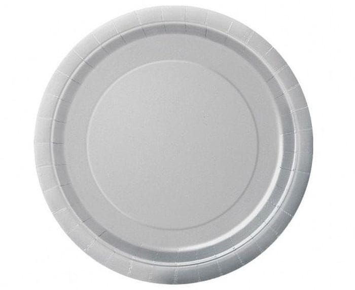 Talerzyki papierowe, srebrne, 23 cm, 8 szt. (plastic-free) Godan