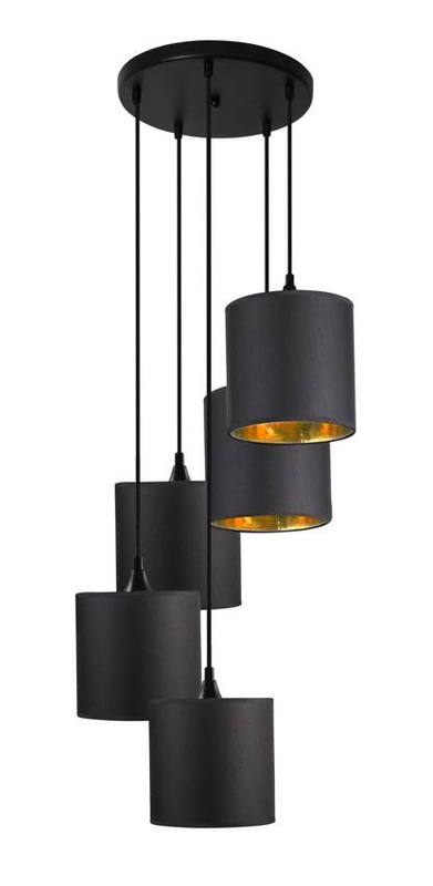 Lampa wisząca talerz czarny 5xE14 Long