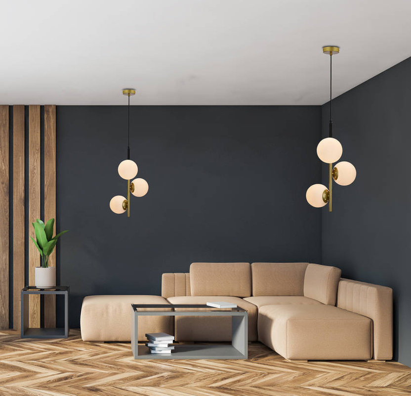 Lampa wisząca czarny mat złota 3 Duo