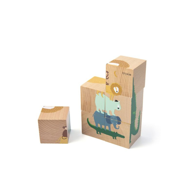 Trixie Baby, Animals Drewniane klocki puzzle