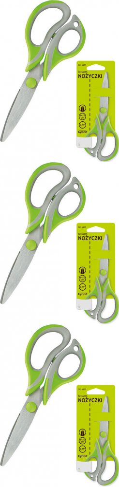 3x Nożyczki biurowe Grand Soft GR-5575, 14.5cm, szaro- zielony