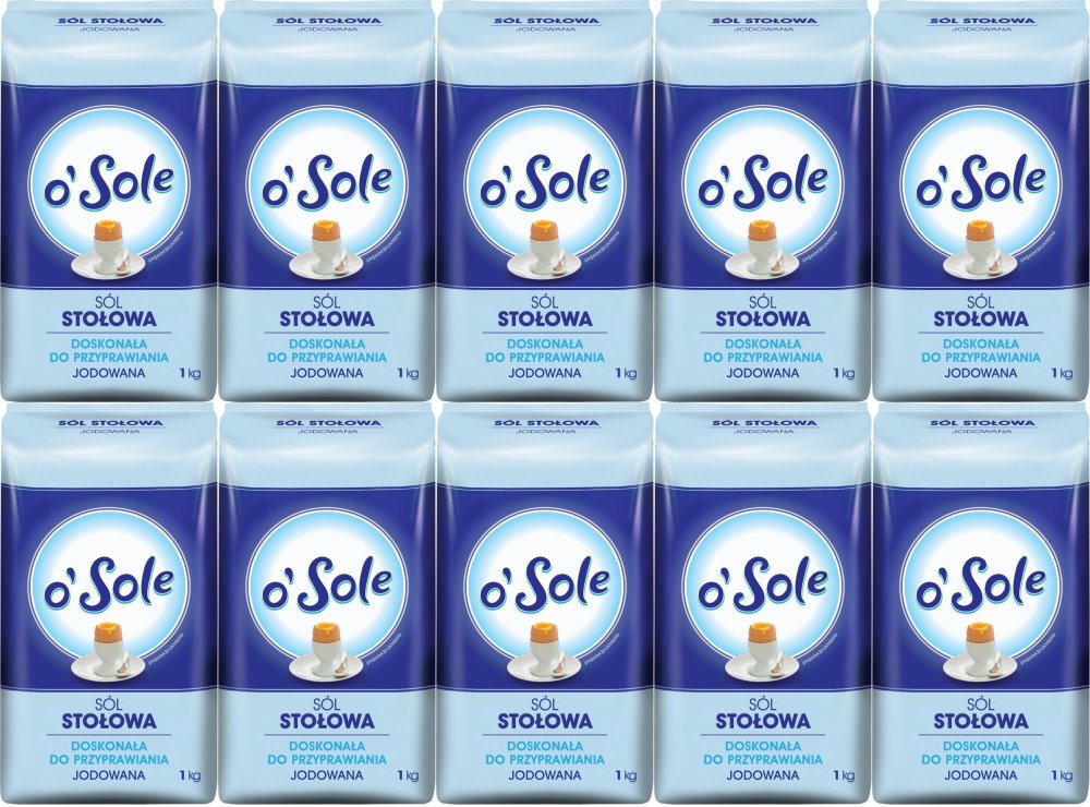 10x Sól stołowa jodowana o'Sole, 1kg