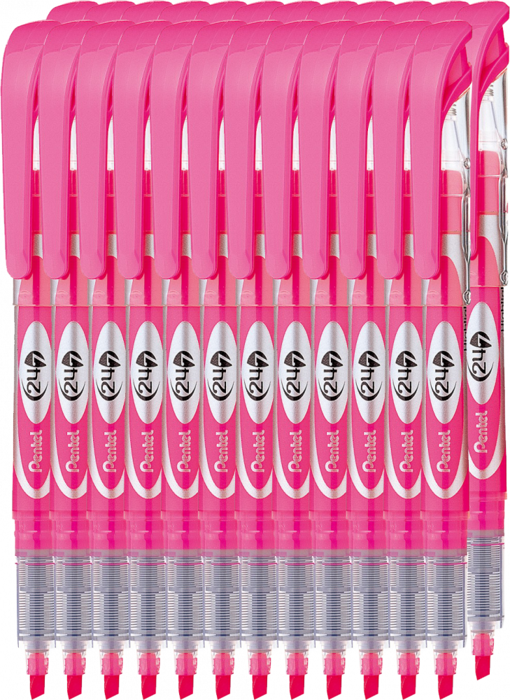 24x Zakreślacz Pentel SL12, z płynnym tuszem, ścięta, 3.7mm, różowy