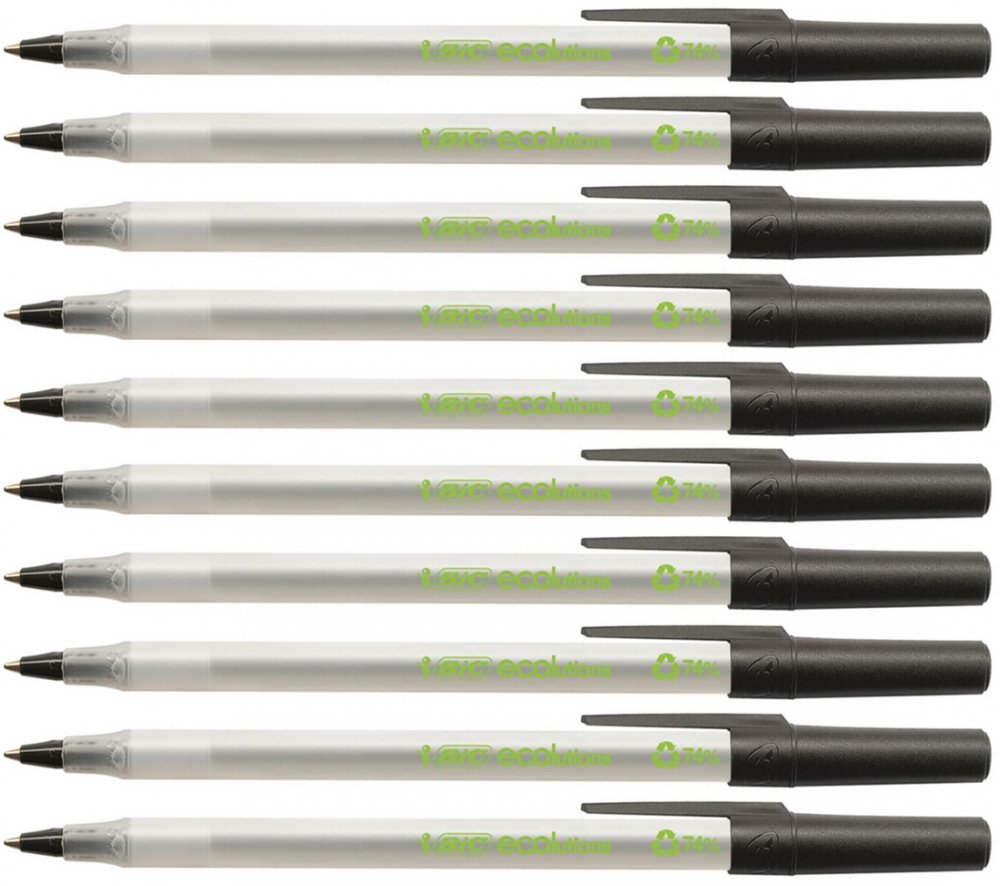 10x długopis Bic, Ecolutions Round Stic, 1mm, czarny