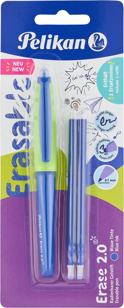 Długopis wymazywalny Pelikan Erase 2.0, niebieski + 2 wkłady