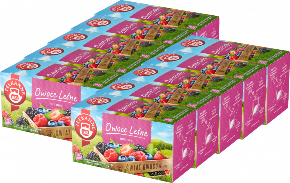 10x Herbata owocowa w kopertach Teekanne World of Fruits Forest Fruits, owoce leśne, 20 sztuk x 2.5g