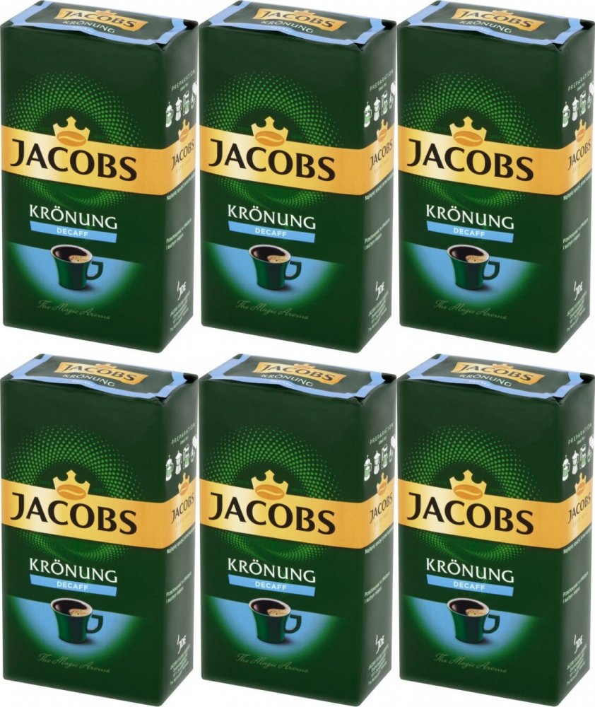 6x Kawa bezkofeinowa Jacobs Kronung Decaff, mielona, 250g