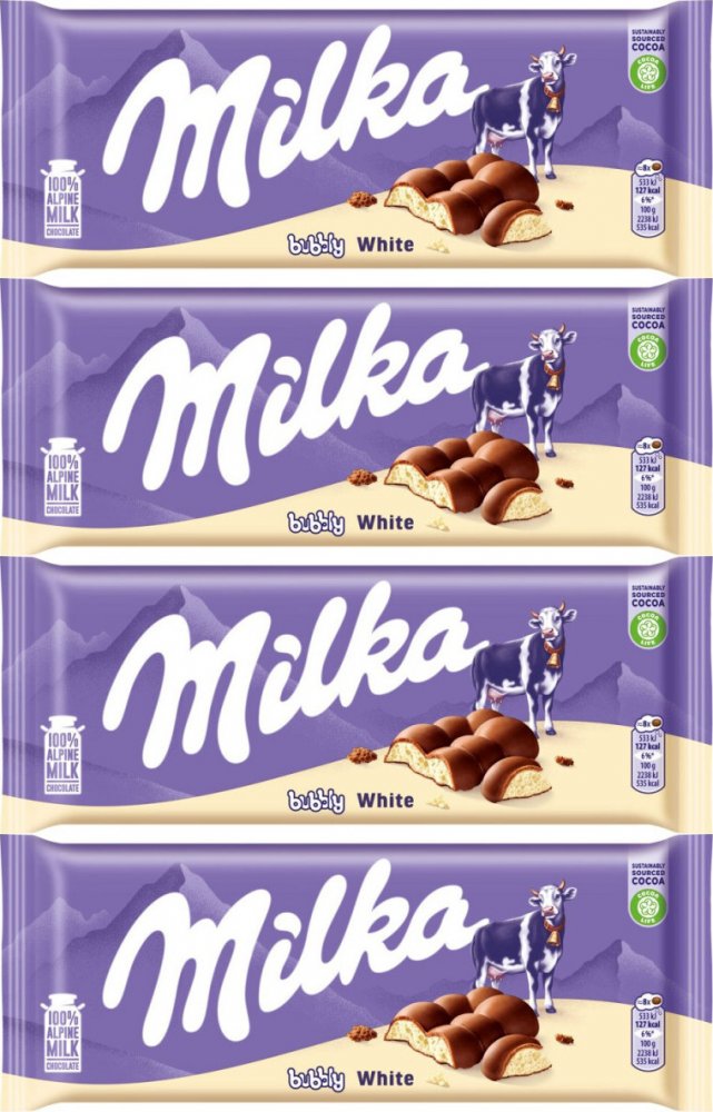 4x Czekolada Milka, Bubbly White, 95g