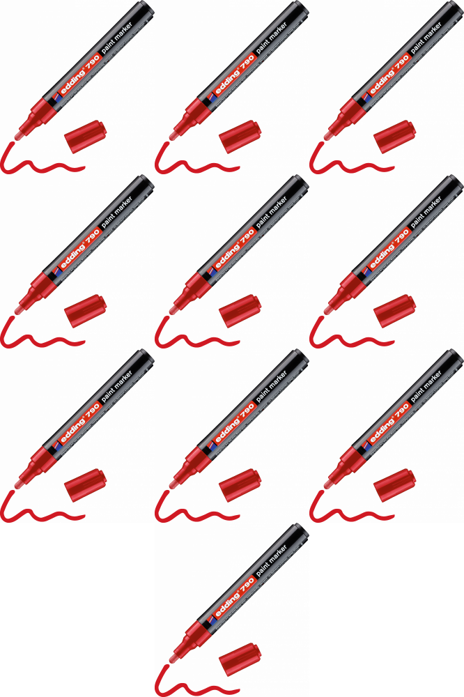 10x Marker olejowy edding, 790, okrągła, 2-3mm, czerwony