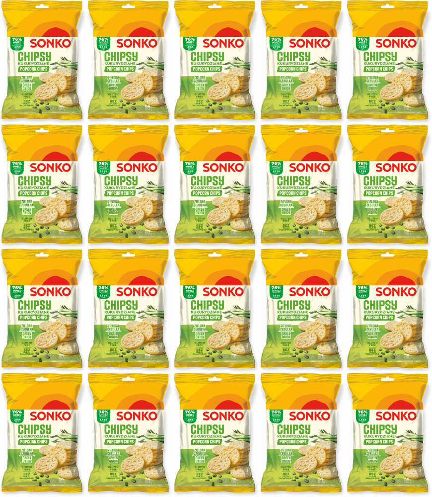 20x Chipsy kukurydziane Sonko, zielona cebulka, 60g