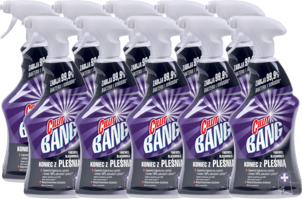 10x Środek do czyszczenia Cillit Bang, Pleśń i Czarne Osady, z rozpylaczem, 750ml