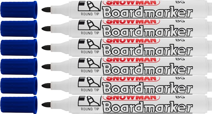 6x Marker suchościeralny Snowman Boardmarker, okrągła, 1.5-3mm, niebieski