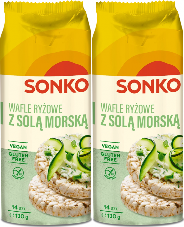 2x Wafle ryżowe Sonko, z solą morską, 130g
