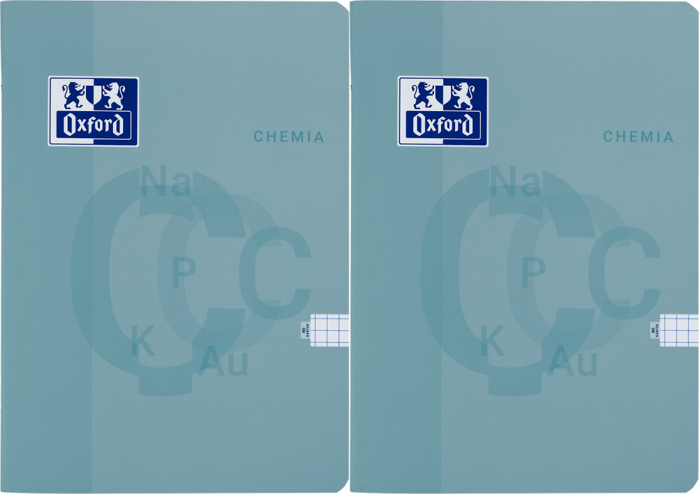 2x Zeszyt przedmiotowy w kratkę Oxford Chemia, A5, miękka oprawa, 60 kartek, miętowy
