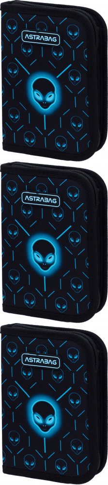 3x Piórnik szkolny Astra Astrabag Neon UFO AC1, 1-komorowy, bez wyposażenia