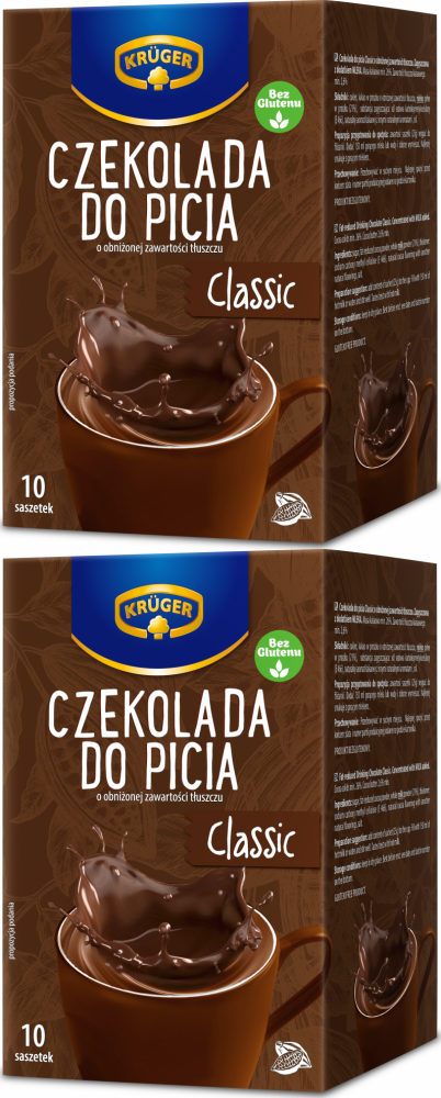 2x Czekolada do picia Krüger Classic, w saszetkach, 10 sztuk x 25g