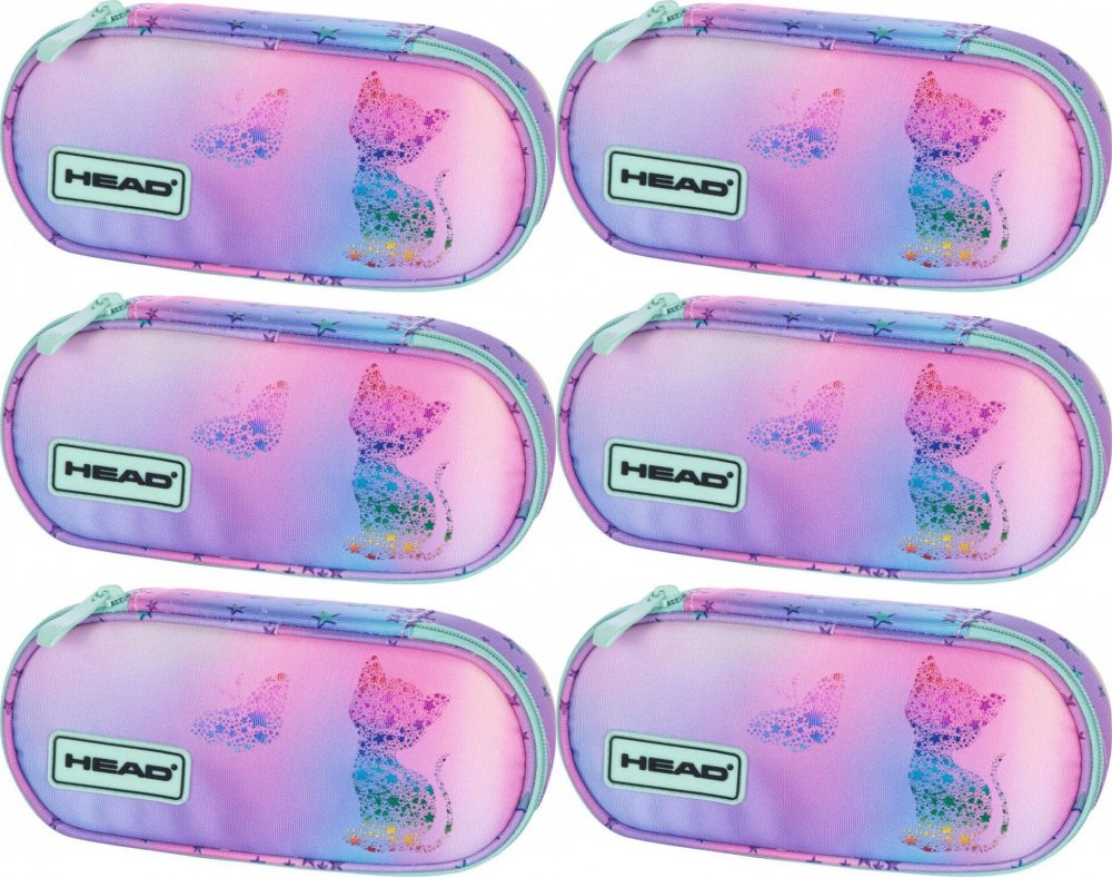 6x Piórnik saszetka Astra Head AC6 Kitty Ombre, bez wyposażenia, 22x9x5cm, mix kolorów pastelowych