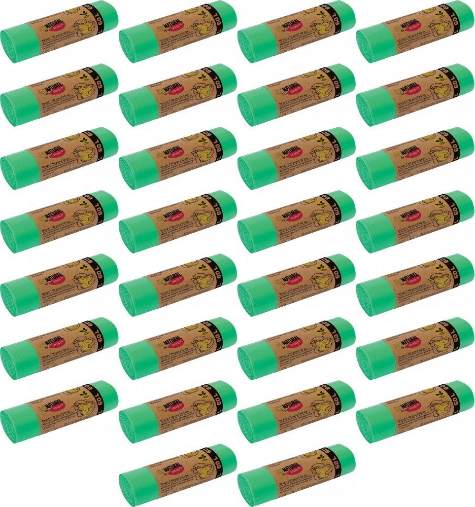 40x Worki na śmieci Eco Natural by York, na odpady zmieszane, 60l, 10 sztuk, zielony